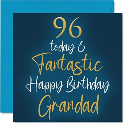 Image of Fantastic 96th Birthday Cards for Grandad 96 Today &amp; Happy Card from Grandson Granddaughter, Gifts, 145mm x Greeting