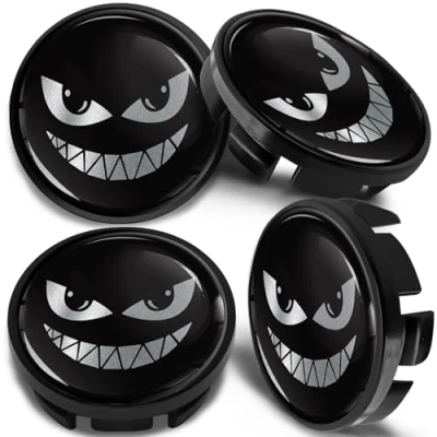 Image of SkinoEu 4 x 65mm Wheel Centre Alloy Hub Center Caps Compatible with VW 3B7 601 171 / 6U7 Black Hubcaps CV 74