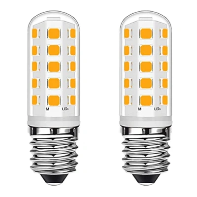 Image of Ugvmn E14 Cooker Hood LED Candle Bulbs 3W Equivalent to 28W Halogen Bulbs, Small Edison Screw Warm White 2700K for Fridge, Hood, Home Lighting, No Flicker, Dimmable, AC 220 240V, 2 Pack