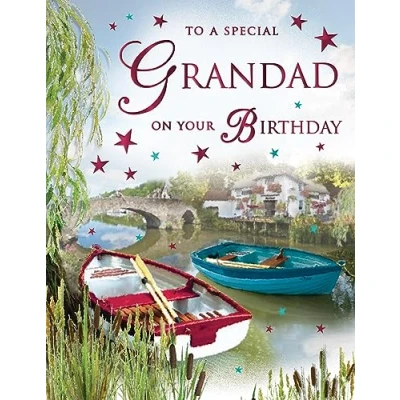 Image of Regal Publishing Traditional Birthday Card Grandad Boats 8 x 6 inches Piccadilly Greetings
