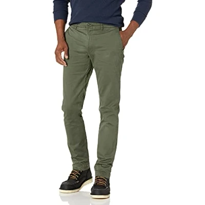 Image of Amazon Essentials Men&#039;s Skinny Fit Washed Comfort Stretch Chino Trousers (Previously Goodthreads), Olive, 28W / 28L