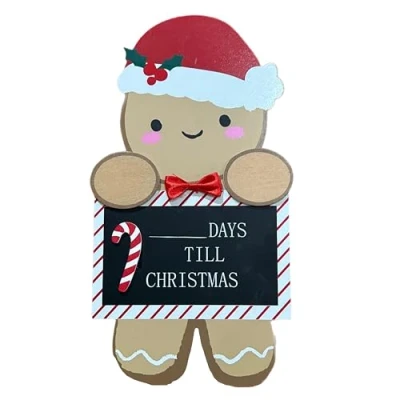 Image of eBoutik Novelty Chalkboard Christmas Countdown Activity for Advent Sleeps Until Xmas Festive Fun Kids (Gingerbread Man)