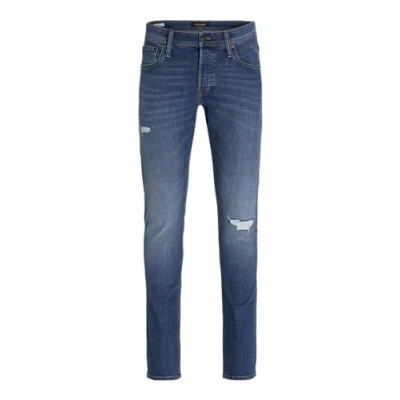 Image of JACK &amp; JONES Mens Blue Skinny Fit Jeans Casual Classic Trouser Denim Pants for Men, Denim, Size 28W / 30L