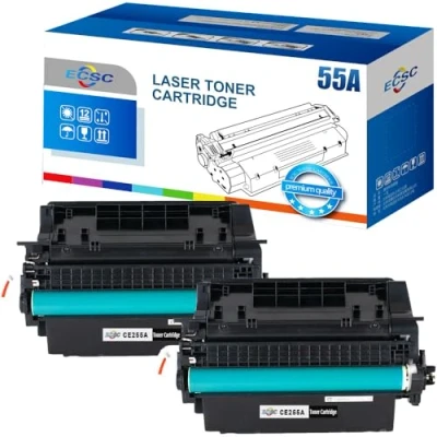 Image of ECSC Toner Cartridge CE255A For Printer, Compatible With HP LaserJet Enterprise 500 MFP M525dn M525f P3015 P3015DN P3015X flow M525c (Black, 2 Pack)