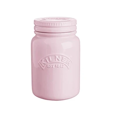Image of Kilner Ceramic Push Top Dusty Pink Jar 0.6 Litre