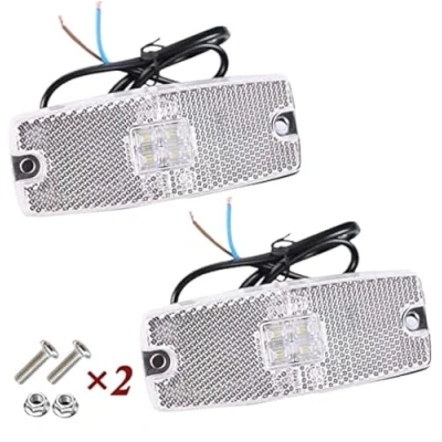 Image of ETUKER 2 x White Trailer Front Position Lights,Side Marker Lights,LED Truck Side Indicator Bright Lamps Outline Clearance with Reflector for Caravan Van Lorry ECE approved (white)