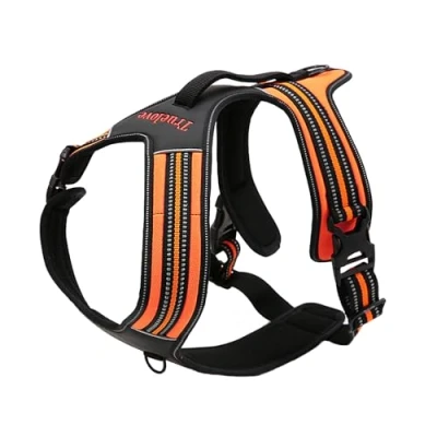 Image of Truelove TLH5551 Dog Harness With Handle Soft Padded Pet Vest,Reflective Material,Adventure Training,Strong Oxford Outer Layer for larger dogs (Orange,XL)
