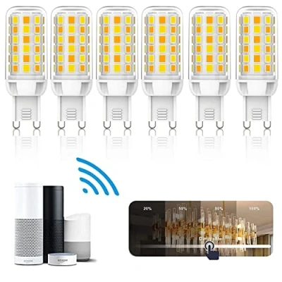 Image of Smart G9 LED Light Bulb, Intelligent WiFi Bulbs, 3W 320lm Multicolored Dimmable 2700K to 6500K App Control, Compatible with Alexa and Google Home, Voice 6 Pack