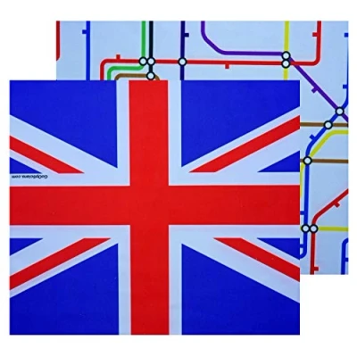 Image of GoOpticians Microfiber Glasses Phone Lens Screen Cleaning Cloths London Underground &amp; Union Jack Flag X2 Pack Microfibre Cleaners