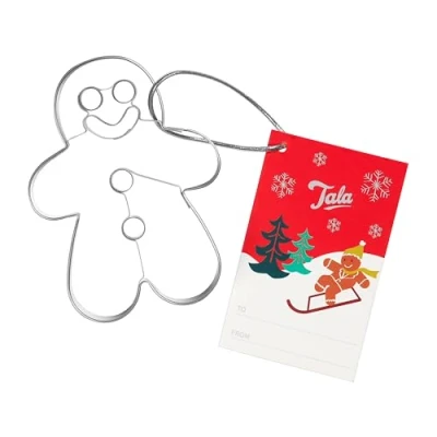 Image of Tala Christmas Gingerbread Man Cutter, Detailed Biscuit Cutter for Baking and Optimal Fondant Dough, Stainless Steel Metalic