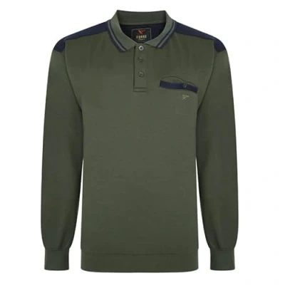 Image of Forge Mens Sweatshirt Casual Polo Style Tipped Collar Sweat Top Classic Sweater Winterwear Shirt for Big Tall Men UK Olive