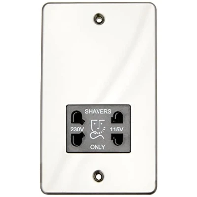 Image of KnightsBridge Flat Plate 115/230V dual voltage shaver socket gunmetal with black insert