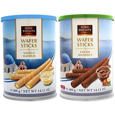 Image of Wafer Rolls Variety Pack Vanilla Flavoured Cream (400g) &amp; Hazelnut and Cocoa