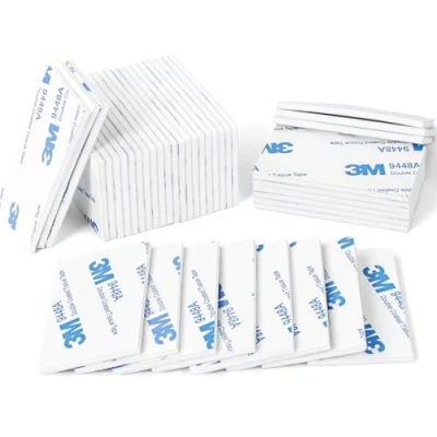 Image of Feiyayi Double Sided Sticky Tape 3mm Thickness Pads 40 Pcs Heavy Duty Strong Adhesive Foam Mounting Number Plate Waterproof Rectangle (White)