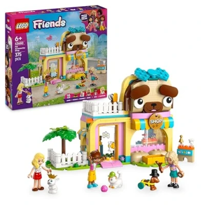 Image of LEGO Friends Pet Accessories Shop Set, Animal Building Toy Playset with 2 Mini Dolls, Dog, Cat and Bunny Figures for Imaginative Play, Birthday Gift 6 Plus Year Old Girls 42650