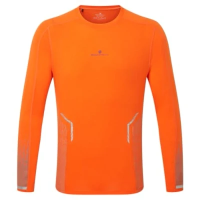 Image of RONHILL Running, Men&#039;s Tech Reflect L/S Tee, CardinalOrange/Reflct, S