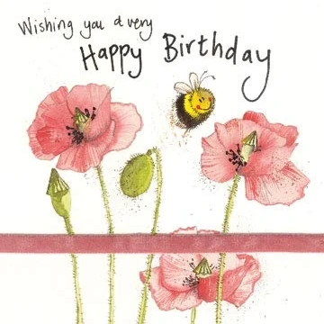 Image of Alex Clark Happy Birthday Bee Card Flowers Floral Plants Wildlife Greetings Cards for Designed and Printed in the UK