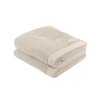 Image of TOM TAILOR Hand Towels, Set of 2, 50 x 100 cm, 100% Cotton/Terry Towel, with Hanger and Label Logo, Colour Bath Towel Beige (Sunny Sand)