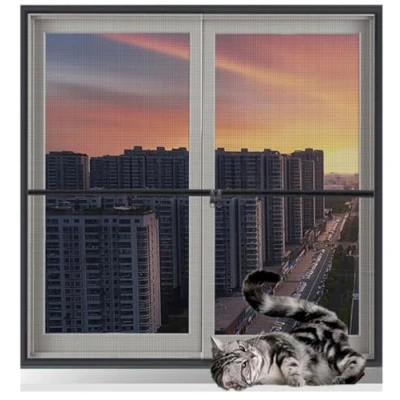Image of Yuly Personalised Size Cats Window Protection Net,Custom Cat Screen,Fly Screen Nets Anti Mosquito Insect,Self Adhesive with Zipper