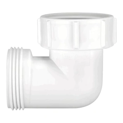 Image of McAlpine S4U 90 Degree Bend x BSP Male Female Inlet Nut 1.25 inch, White
