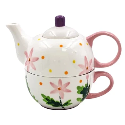 Image of Lesser &amp; Pavey Lynsey Johnstone Cosmos Tea for One Lovely Design Pot Cup Set Ceramic Gift Beautiful Printed Home Office