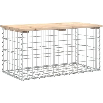 Image of vidaXL Garden Bench Gabion Design 83x44x42 cm Solid Wood Pine
