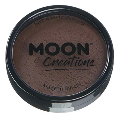 Image of Moon Creations Pro Face &amp; Body Makeup Dark Brown 36g Professional Colour Paint Cake Pots For Painting Kids, Adults, Fancy Dress, Festivals, Halloween