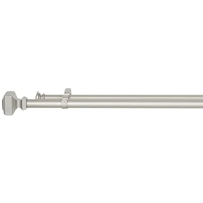 Image of Amazon Basics 2,54 cm Double Telescoping Adjustable Curtain Rod with Square Decorative Finials, 183 to 366 cm, Nickel