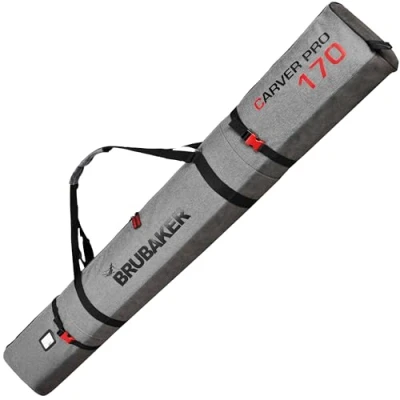 Image of BRUBAKER &#039;Carver Performance&#039; Padded Ski Bag for 1 Pair of and Poles Black/Grey 170 cm / 66 7/8&quot;