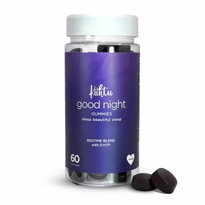 Image of Kiihtu 5HTP Good Night Sleep Gummies 60 Count 1 Month Supply Chewable Griffonia Extract, Chamomile &amp; Lemon Balm Bedtime Calm Support Natural Vegan Berry Flavour