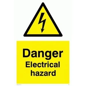 Image of Viking Signs WE67 A1P 1M &quot;Danger Electrical Hazard&quot; Sign, 1 mm Semi Rigid Plastic, 800 H x 600 W