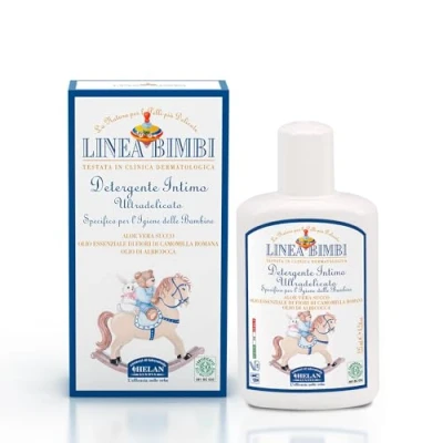 Image of Helan, Linea Bimbi Bio Intimate Wash for Girls with Aloe Vera, Apricot &amp; Chamomile Essential Oils, Microbiologically Tested Hygiene, Gentle Baby Cleanser, Made in Italy, 125 ml