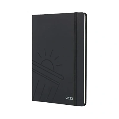 Image of Collins Jumble and Co Moodler Icon Week to View 2023 Diary, Size A5, Clean Slate Black Weekly Journal with dotted pages