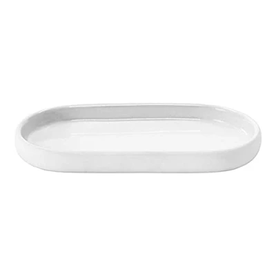 Image of Blomus Sono Ceramic Bathroom Storage Tray for Soap Dispenser and Tumbler Colour: White