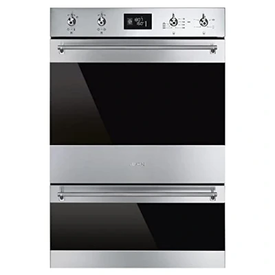 Image of SMEG Classic DOSP6390X Electric Double Pyrolytic Oven Black &amp; Stainless Steel, Steel