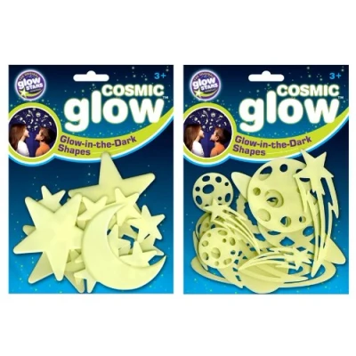 Image of The Original Glowstars Company B8987 Cosmic Glow Moon, Stars and Galaxy (Pack of 2)