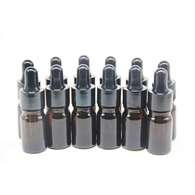 Image of YIZHAO Amber Glass Dropper Bottles 5ml, with Pipette Dropper, for Essential oil, Aromatherapy, Laboratory, Massage, Makeup, Mixing, Travel 12Pcs
