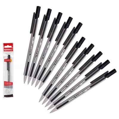 Image of PLATMECH Mechanical Pencils, 0.7mm Lead Size, Pack of 10, Rubber Tipped, Propelling Write Draw Sketch, School Office Home Use, iZOFAX Black Ball Pen
