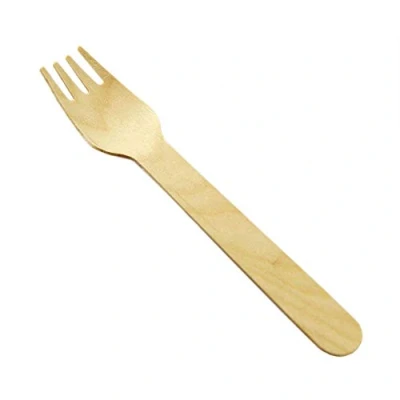 Image of drinkstuff YCX 001 Biodegradable Tableware: Wooden Forks Pk 100, Beige, 1 Pack