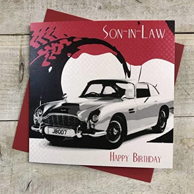 Image of WHITE COTTON CARDS Son in Law Happy Handmade Birthday Card, SB39
