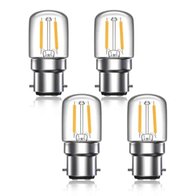 Image of Bonlux LED Pygmy Light Bulbs, 2W Bayonet Cap BC Clear Night Bulb 15W Replacement, Warm White 2700K for Sewing Machine, Bedside Lamps, Table Deco Lamp, 4 Pack