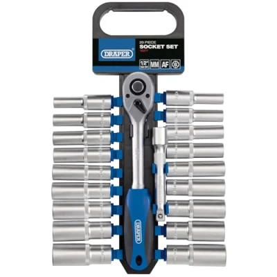 Image of Draper Combined MM/AF Deep Socket and Ratchet Set, 1/2&quot; Sq. Dr. (20 Piece)