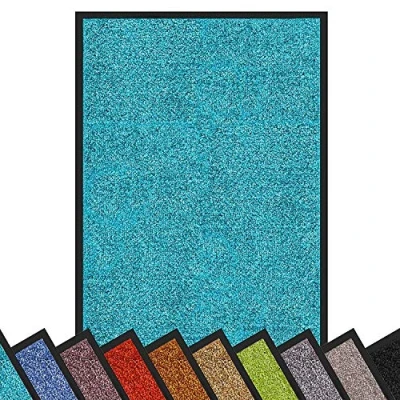 Image of etm Dirt Trapper Door Mat Entrance Rhine (Turquoise, 120 x 180 cm) Indoor &amp; Outdoor Doormat, Washable Front Non Slip Backing Super Absorbent Floor Rug Barrier