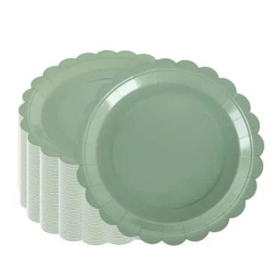 Image of PHUNAT 50PCS Green Party Plates 9&#039;&#039;/23cm, Disposable Paper Tableware Plates, Dishes, Cake Sage for Birthday, Baby Shower, Supplies Decorations