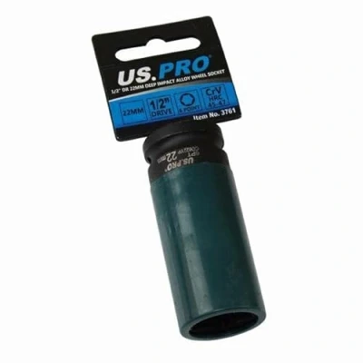 Image of US PRO Tools Single 1/2&quot; Dr 22mm Deep Impact Alloy Wheel Socket 3761