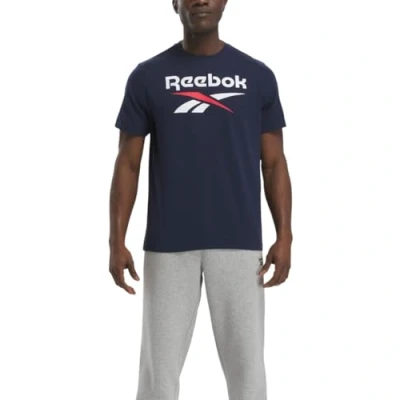 Image of Reebok RI BIG Stacked LOGO Print Tshirt, Men&#039;s, Size: XS, Vecnav