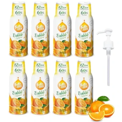 Image of 8 Pack FruttaMax Fruit Syrup Concentrate Less Sugar with 60% Content Suitable for soda Machine (8x500ml) (8 x Orange)