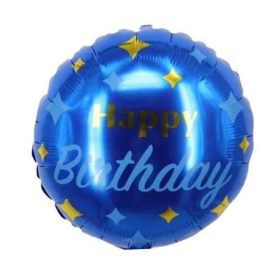 Image of Blue Stars Round Birthday Foil Balloon, 45cm (2 pack)