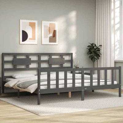 Image of Bed Frame without Mattress Grey 200x200 cm Solid Wood Pine Vidaxl