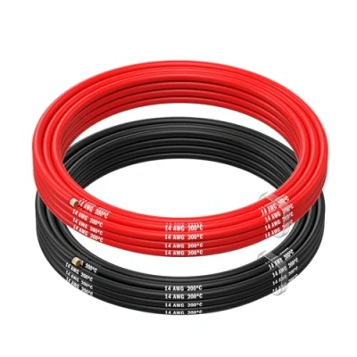 Image of MMOBIEL 14 AWG Electrical Silicone Wire Gauge (2,08mm²) Tinned Copper Cable 2 Separate Wires Red &amp; Black Each 2,5 m / 8.2 ft for RC, Drones, 3D Printers, Batteries, Speaker Wires, Led Strips